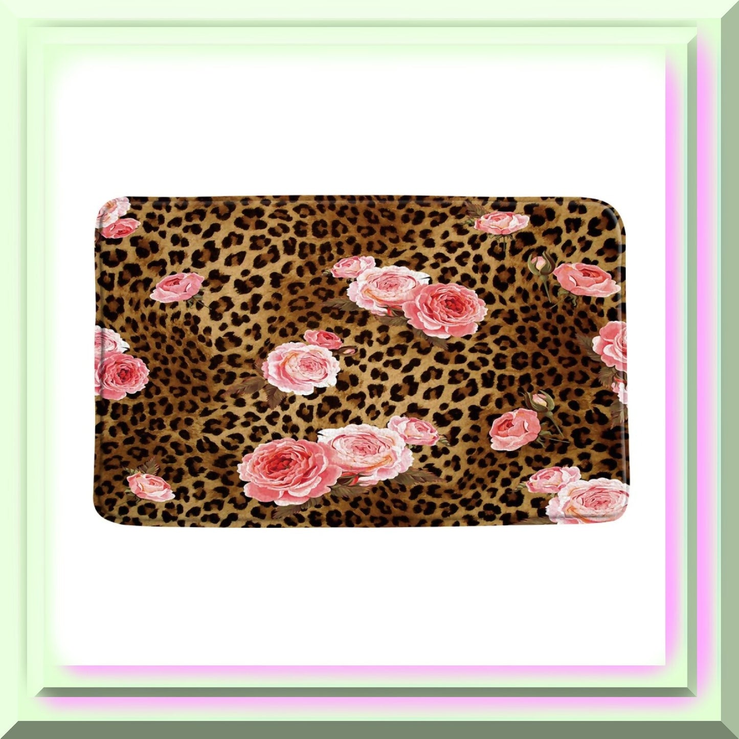Leopard Flower Bath Mat Brown Cheetah Print