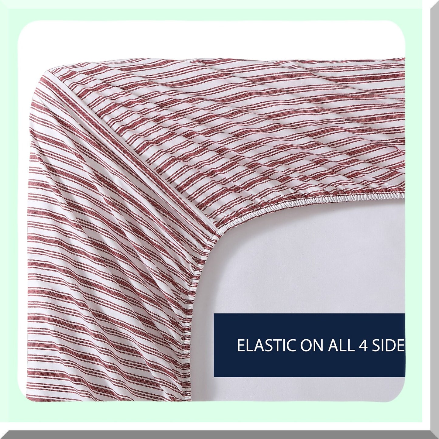 CoolCotton Stripe Fitted Sheet - Red Queen Percale Bedding - Crisp Casual Home Decor - Coleridge Stripe Pattern - Breathable & Comfortable