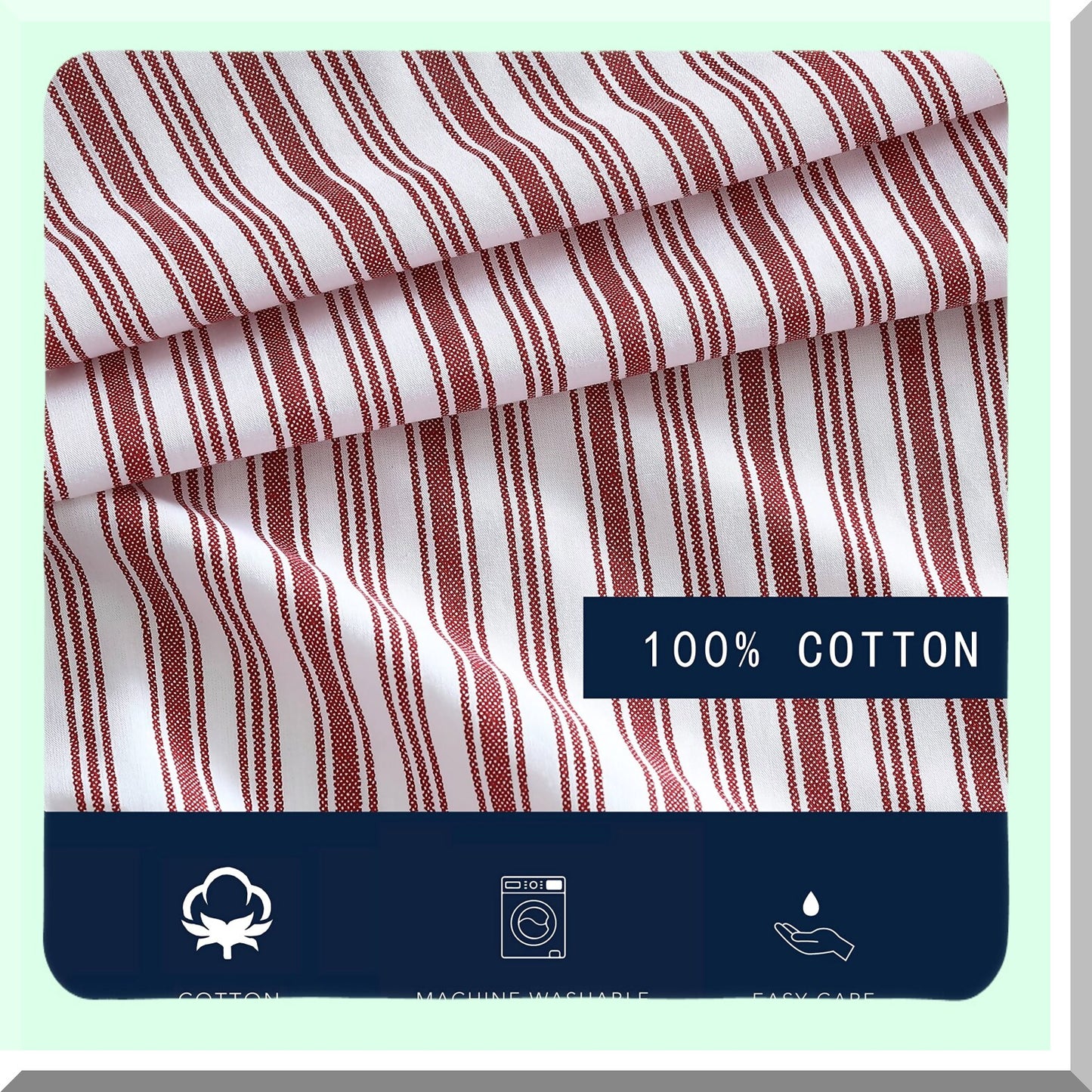 CoolCotton Stripe Fitted Sheet - Red Queen Percale Bedding - Crisp Casual Home Decor - Coleridge Stripe Pattern - Breathable & Comfortable