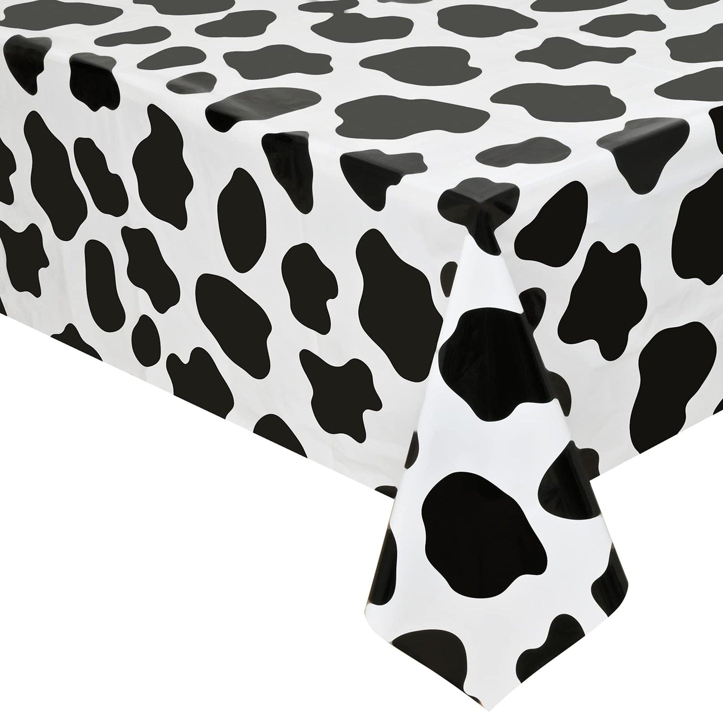 Cow Print Farm Party Tablecovers - Set of 2 Plastic Tablecloths, 87 x 51 Inches, Perfect for Cow Theme Birthday Party Supplies and Decorations