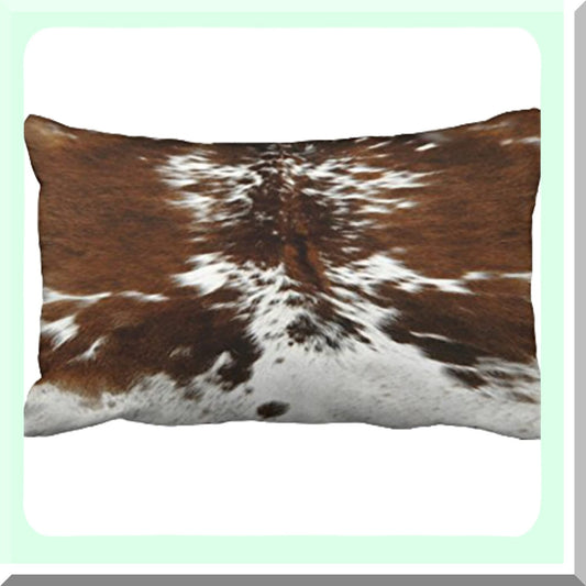 Cowhide Print Tri Color Pillowcase - 12 x 20 Brown Throw Pillow Cover