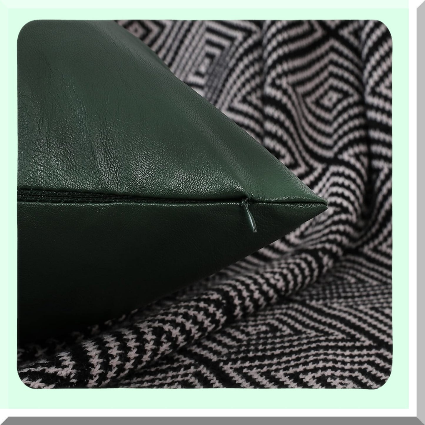 Cognac Leather Decorative Pillow Covers - Set of 2 Modern Solid Cushion Cases for Bedroom Living Room. Green, 20"x20" - Thick & Stylish Sofa Bed Accessories