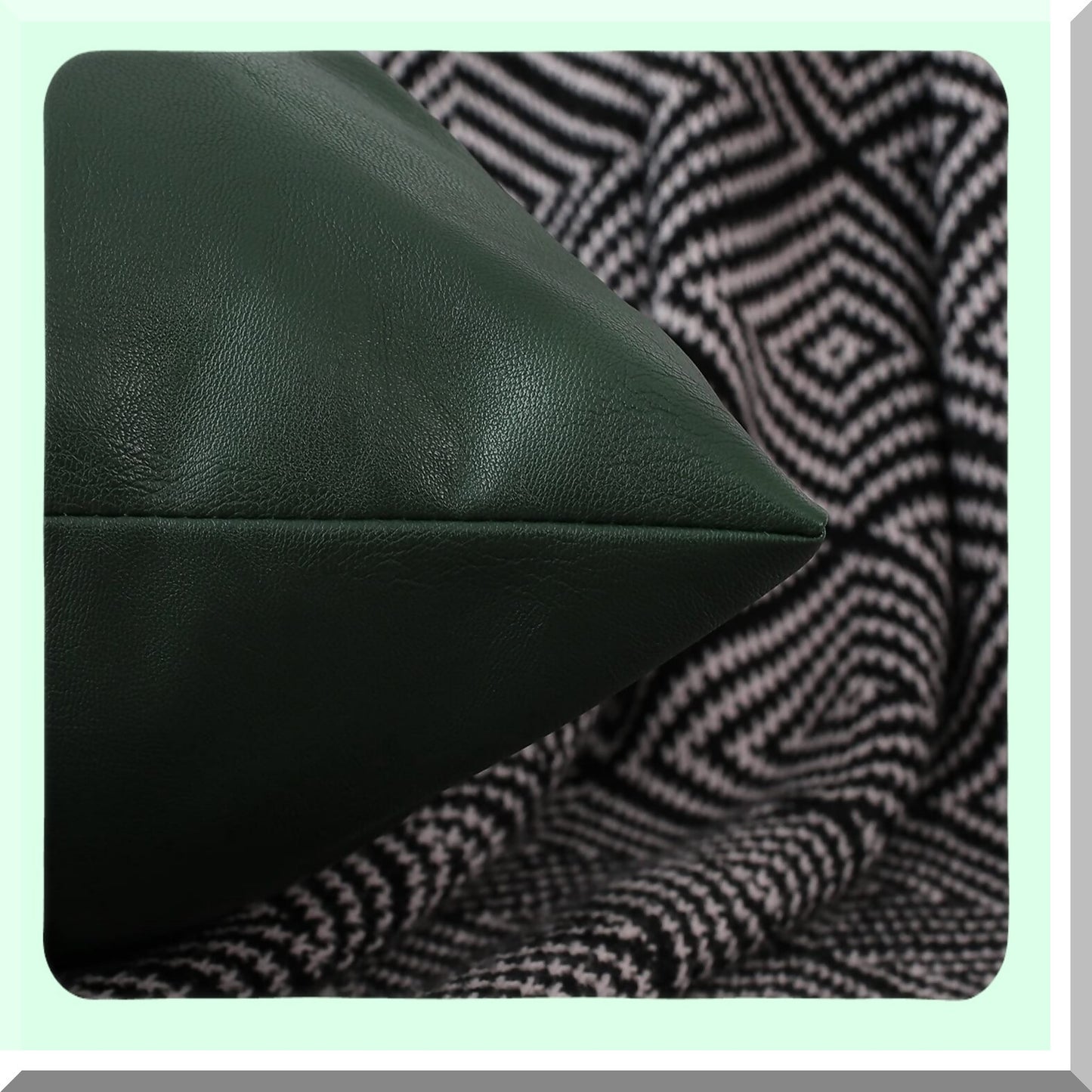 Cognac Leather Decorative Pillow Covers - Set of 2 Modern Solid Cushion Cases for Bedroom Living Room. Green, 20"x20" - Thick & Stylish Sofa Bed Accessories