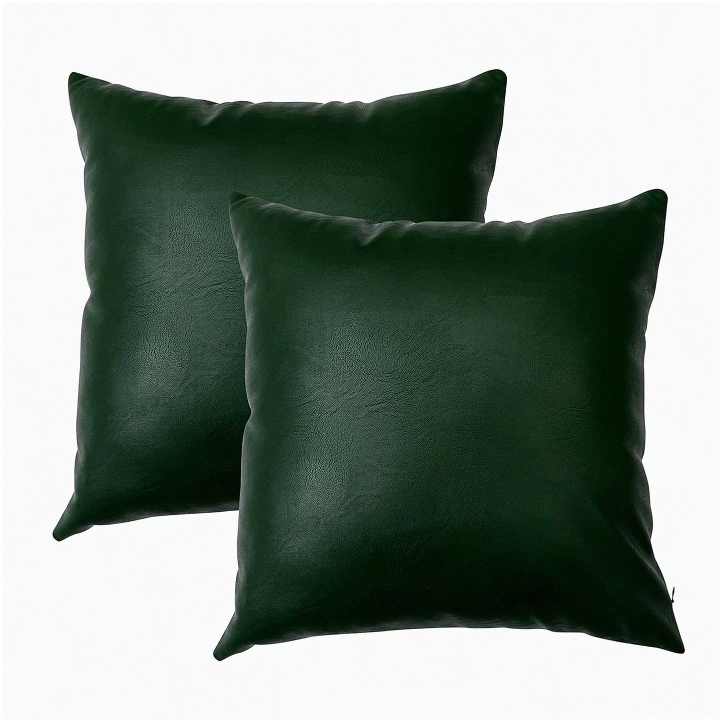 Cognac Leather Decorative Pillow Covers - Set of 2 Modern Solid Cushion Cases for Bedroom Living Room. Green, 20"x20" - Thick & Stylish Sofa Bed Accessories