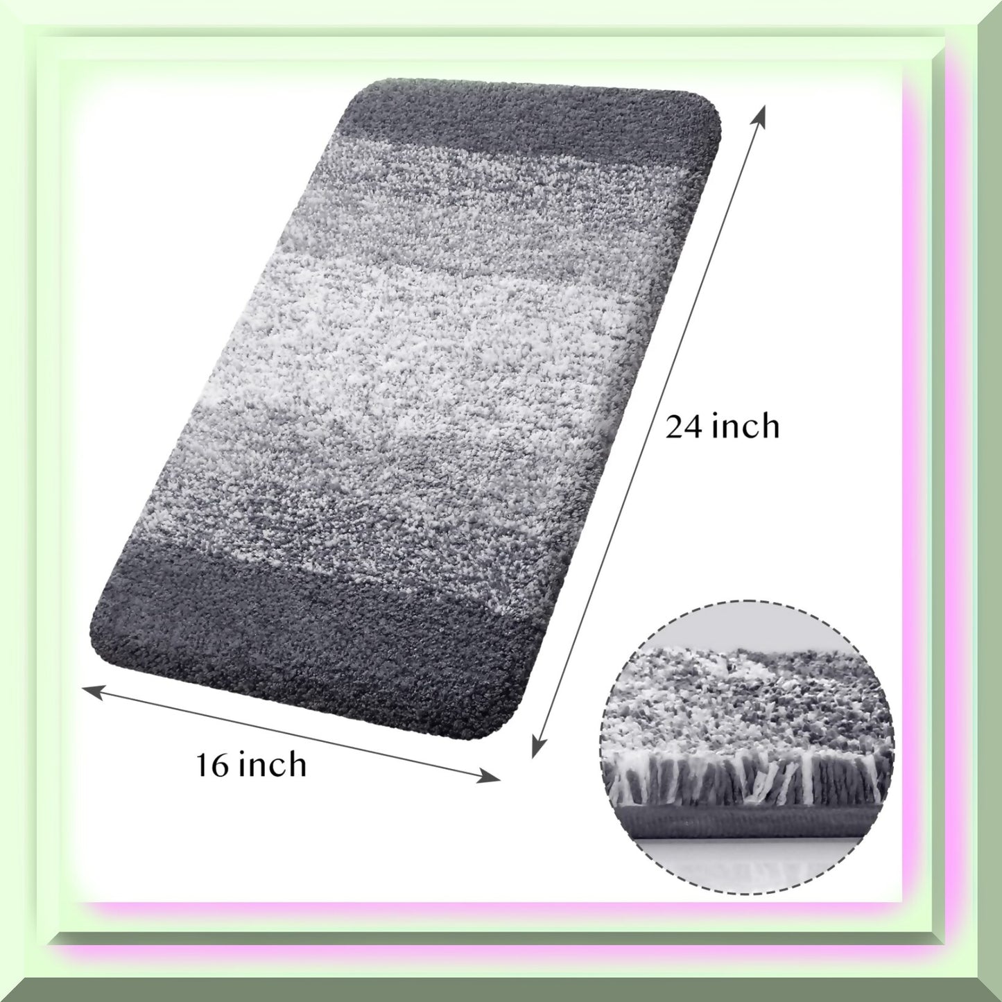 Bathroom Rug 16"x24" Soft Shaggy Absorbent Non Slip