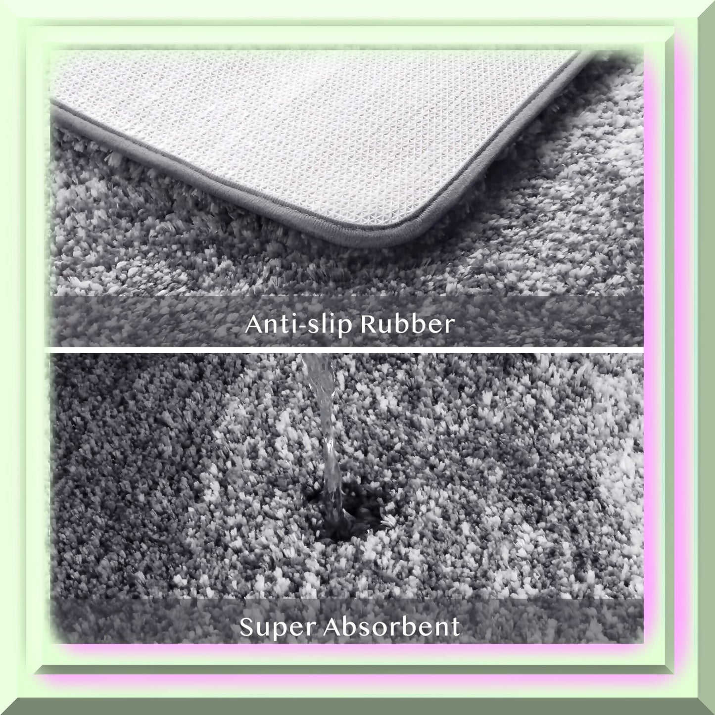 Bathroom Rug 16"x24" Soft Shaggy Absorbent Non Slip