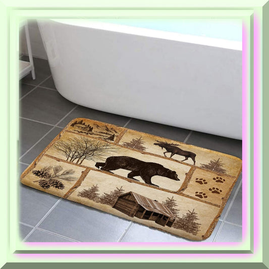Rustic Cabin Bath Rug 17x29 Inch