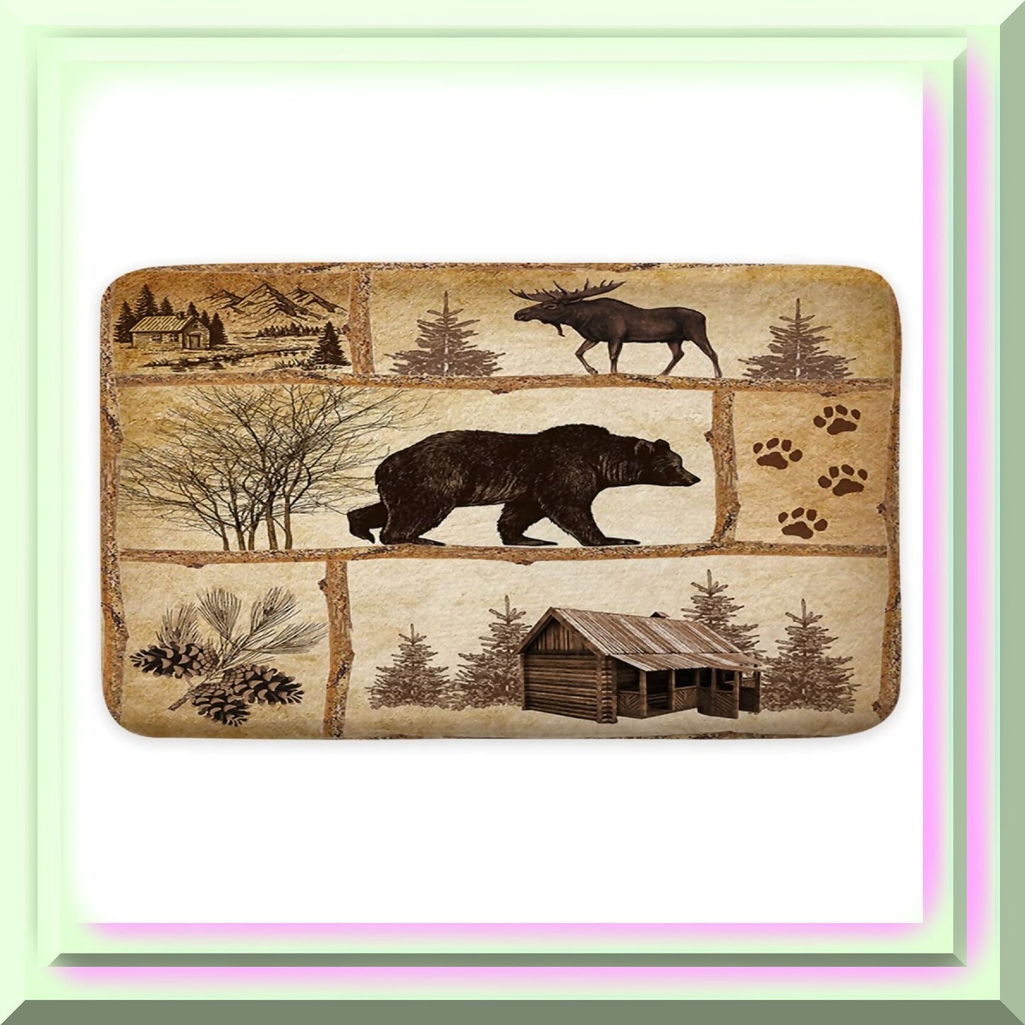 Rustic Cabin Bath Rug 17x29 Inch