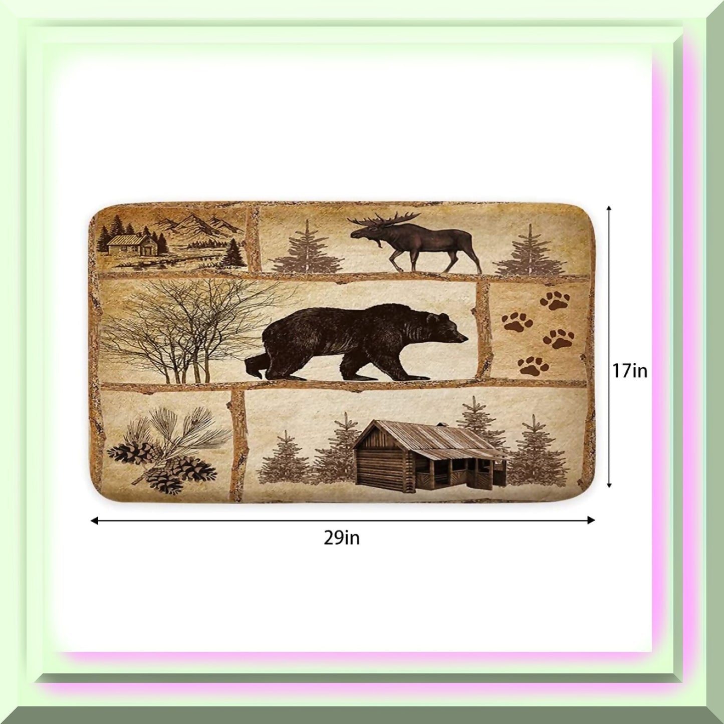 Rustic Cabin Bath Rug 17x29 Inch