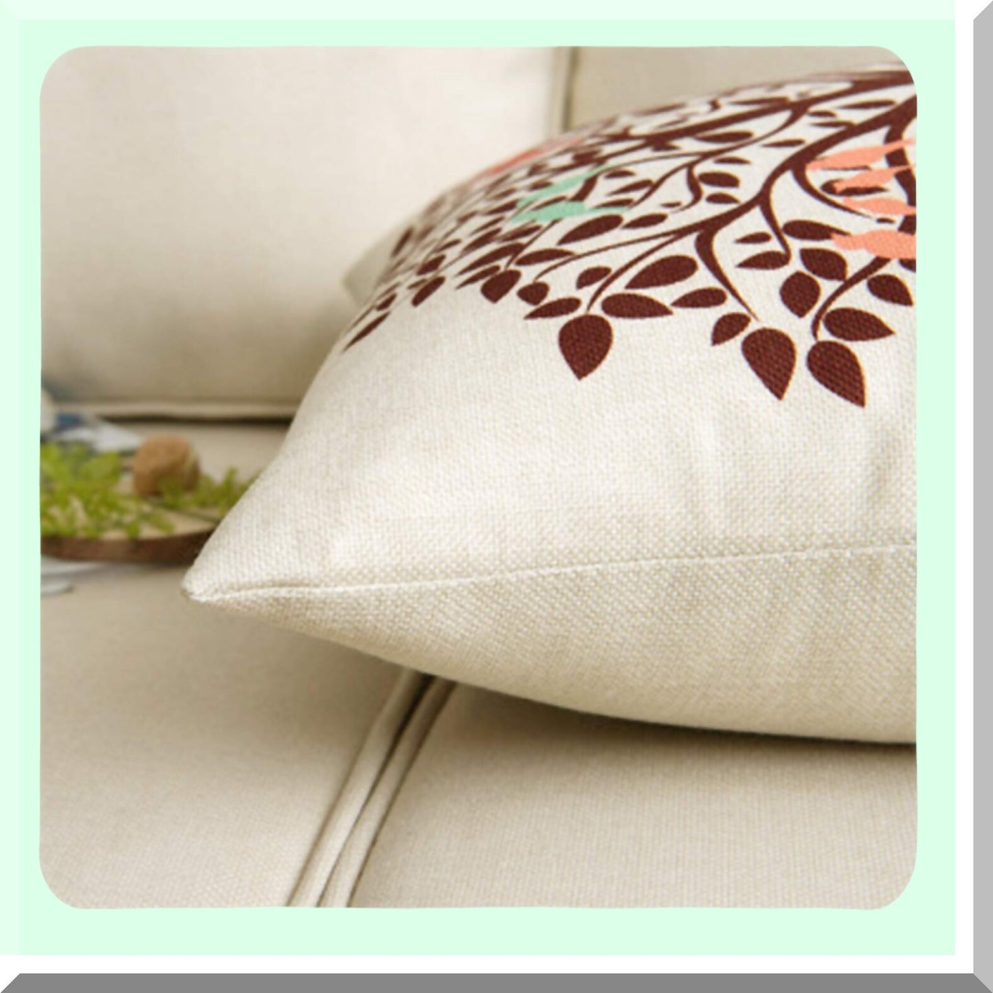 Watercolor Pine Cone Tree Branch Holly Mistletoe Flax Pillowcase