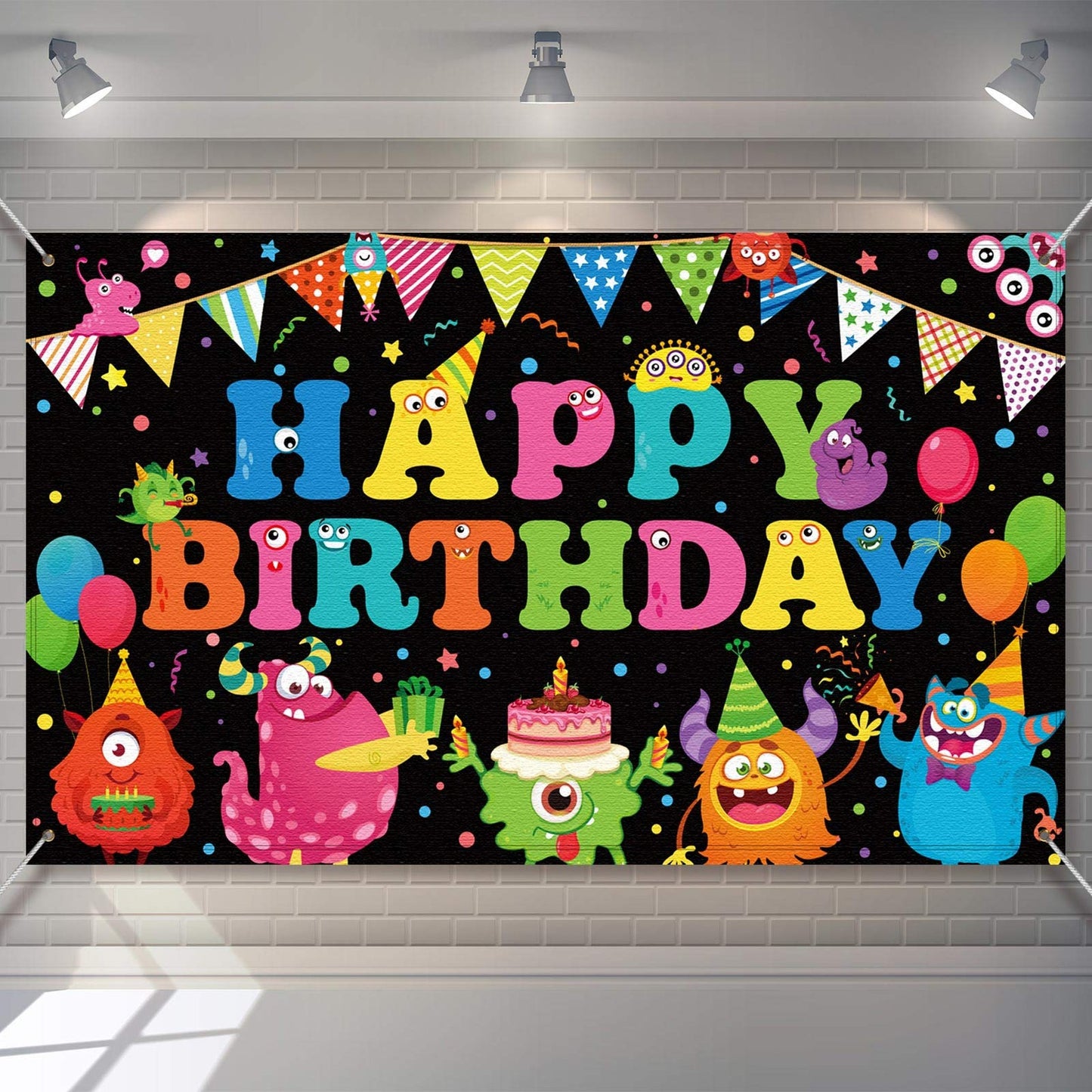 Kids' Birthday Backdrop with Monster Design for Party Photos