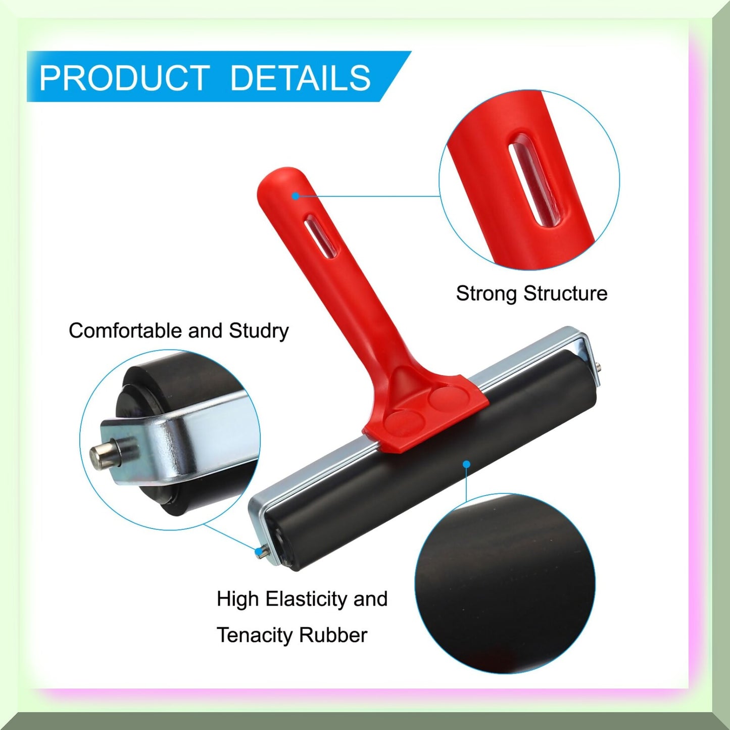 6-Inch Black Rubber Roller Brayer