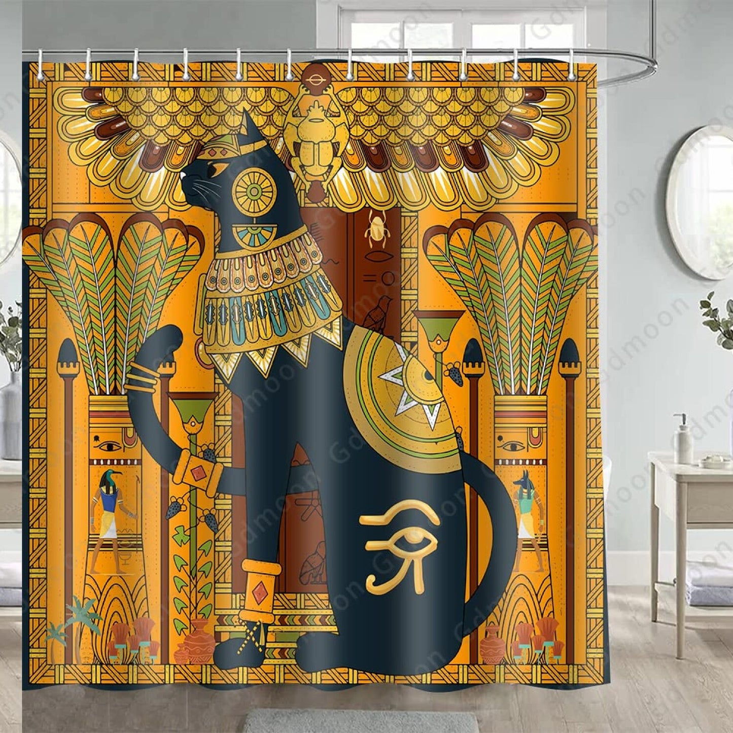 Ancient Egyptian Shower Curtain 72x72in with 12 Hooks