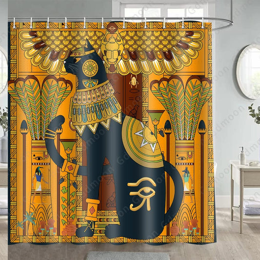 Ancient Egyptian Shower Curtain 72x72in with 12 Hooks