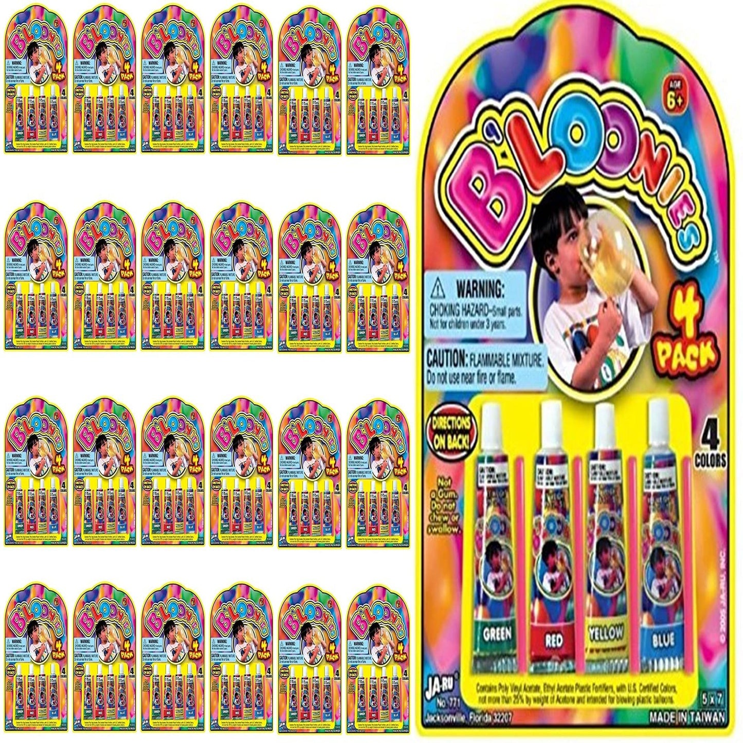 Bubble Blast Balloon Bonanza - 96 Tubes in 24 Packs - Retro Bubble Making Toy for Kids & Adults - Fidget Toy Party Favor for Birthdays