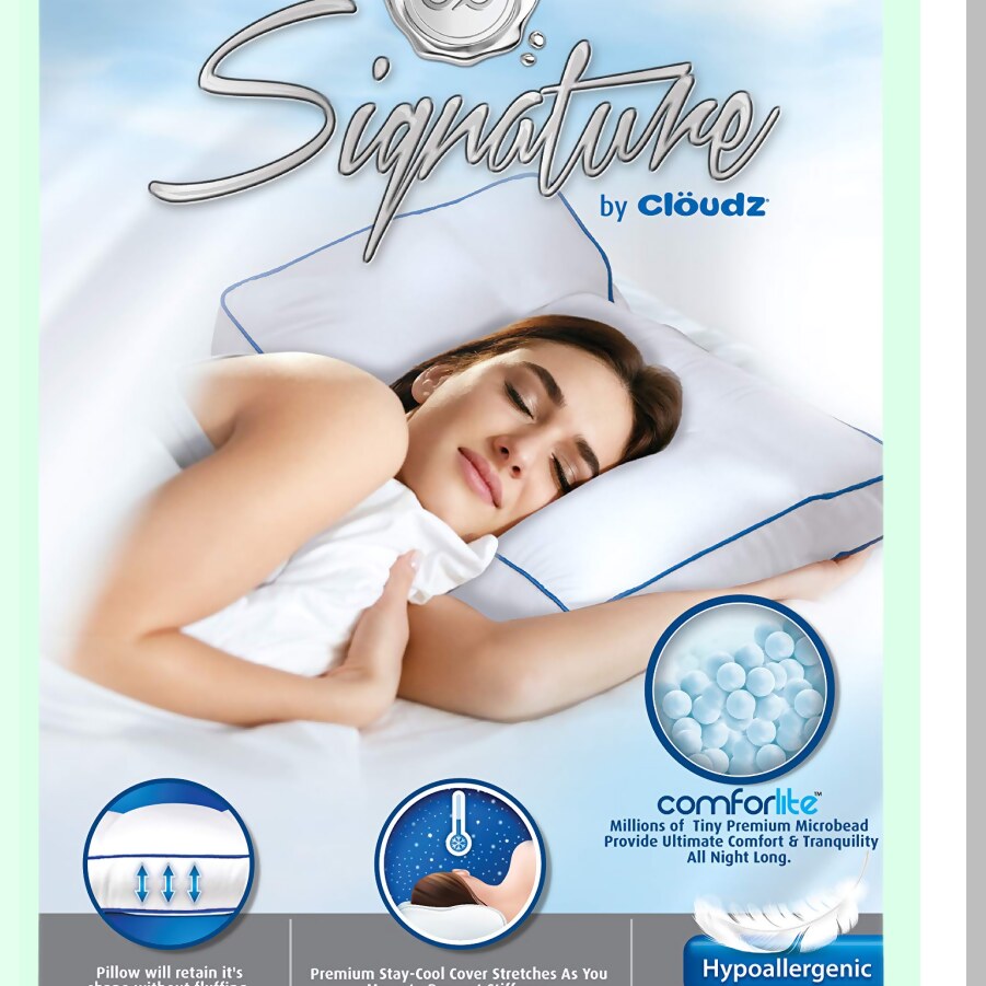 CoolDream Microbead Pillow - Hypoallergenic, Ultra Soft, Premium Bed Pillow for a Signature Stay Cool Experience in White
