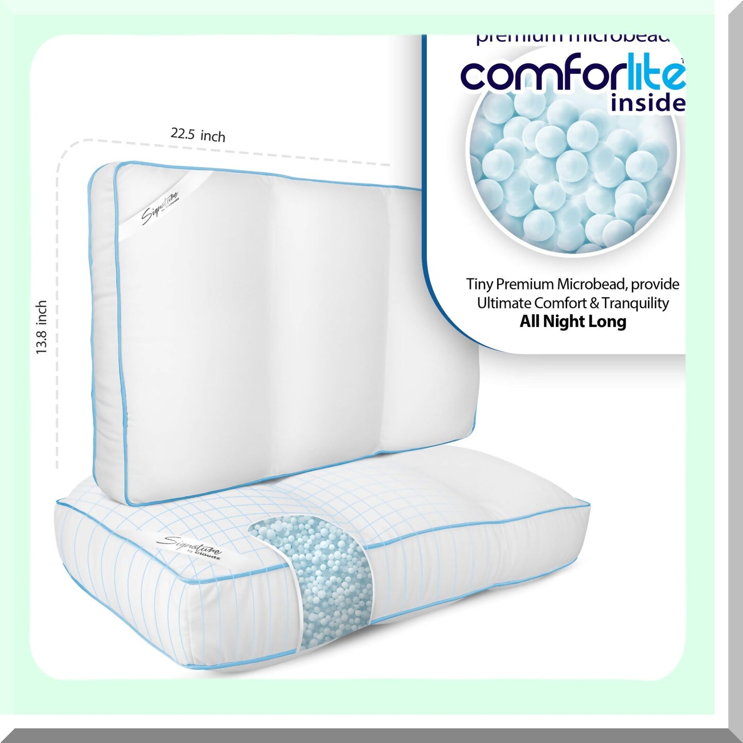 CoolDream Microbead Pillow - Hypoallergenic, Ultra Soft, Premium Bed Pillow for a Signature Stay Cool Experience in White