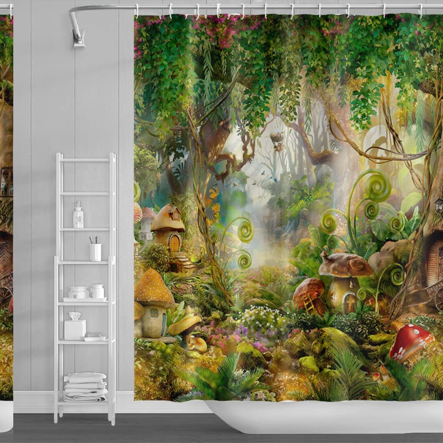 72x72 Inch Forest Shower Curtain with Hooks