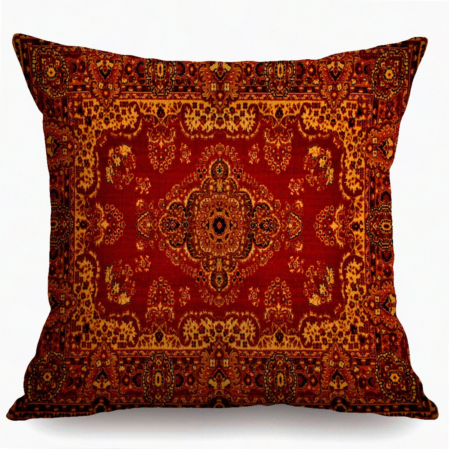 Vintage Boho Farmhouse Pillow Cover - Retro Ornament Decorative Square Throw Pillow Case for Sofa Couch - Cotton Linen 18x18 Inch