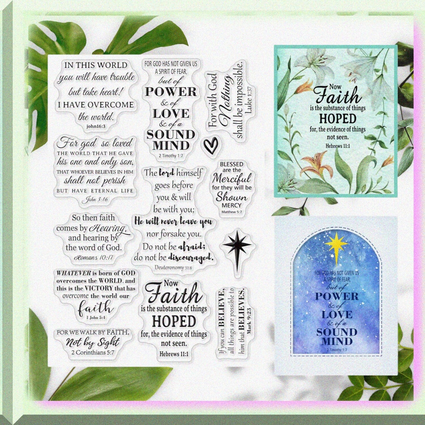 Christian Clear Silicone Stamps for Card Making, Inspirational Words