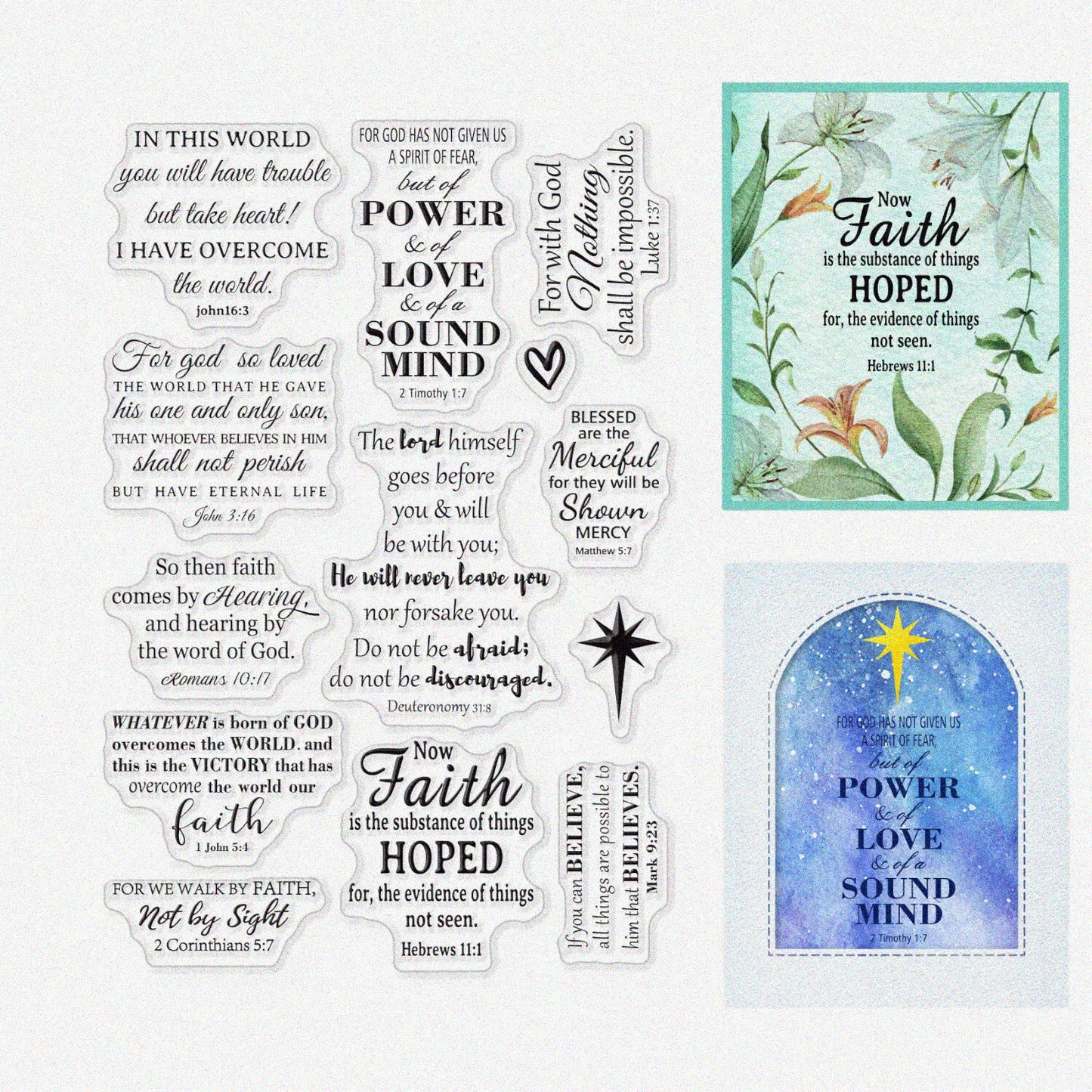 Christian Clear Silicone Stamps for Card Making, Inspirational Words