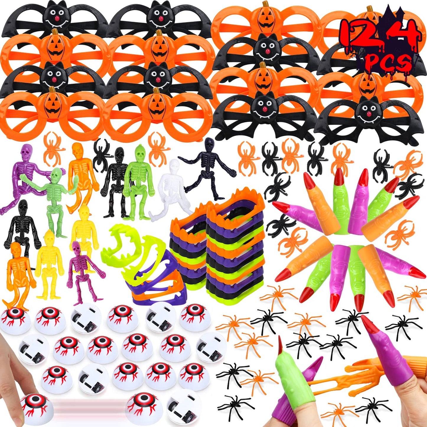 Party Pals Mega Pack - 124 Fun Kids Treats & Toys for Goodie Bags, Birthdays, Trick or Treat, Clroom Parties - Return Gifts & Stuffers