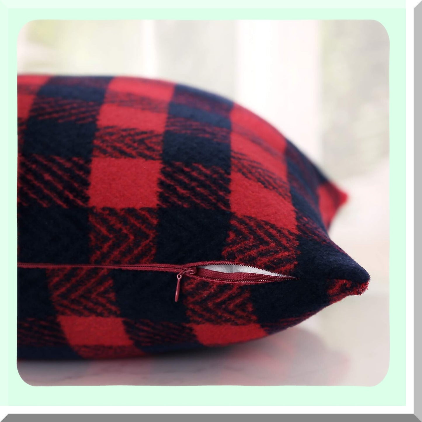 Tartan Plaid Sofa Pillow Covers Set - Red & Navy Blue Decorative Cushion Cases 18x18 - Scottish Throw Pillow Covers - Pack of 4