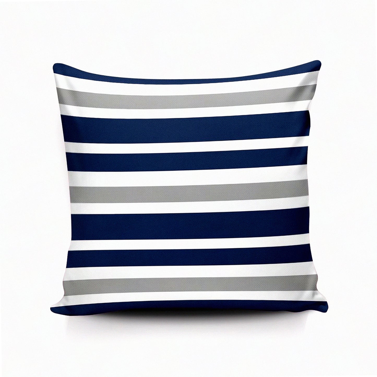 StripeLux Home Decor Pillow Cover - Navy Blue Grey White Patterned Throw Pillow for Sofa, Car, Office - 18"x18" - Double Sided Design