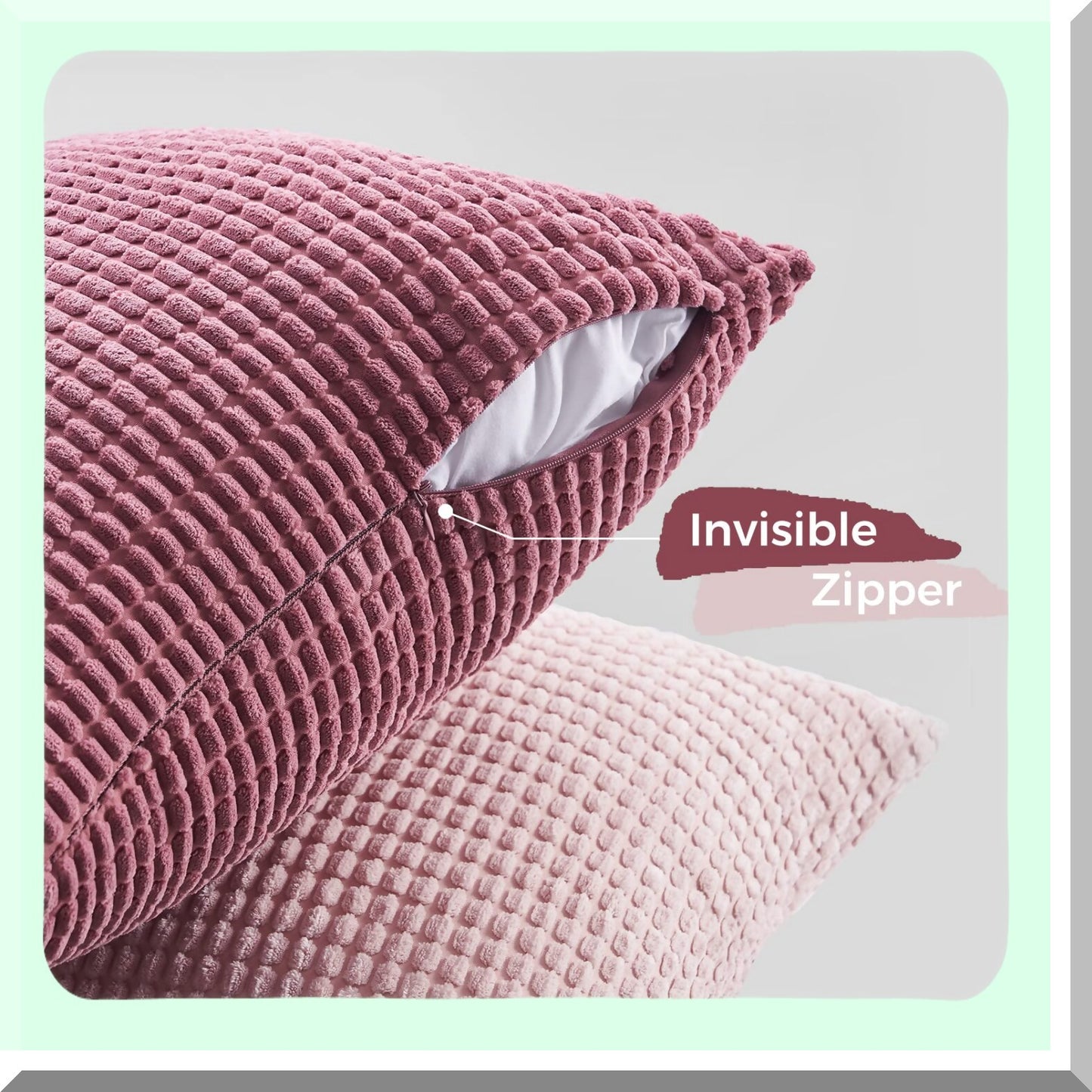 Pink Bliss Cozy Cushion Covers - Set of 4 | Fluffy Corduroy Throw Pillow Cases for Living Room & Bedroom Decor | 18x18 Inch Blush/Rose/Hot Pink | Coquette Aesthetic Home Accessories