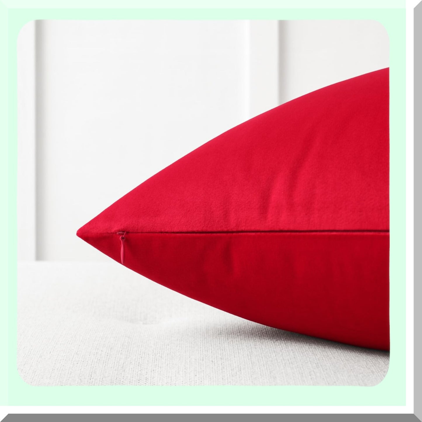 Velvet Red Square Pillow Covers - Set of 2 Cozy Decorative Throw Cushion Cases for Couch and Bed, 18x18 Inches - Soft Home Decor Accent