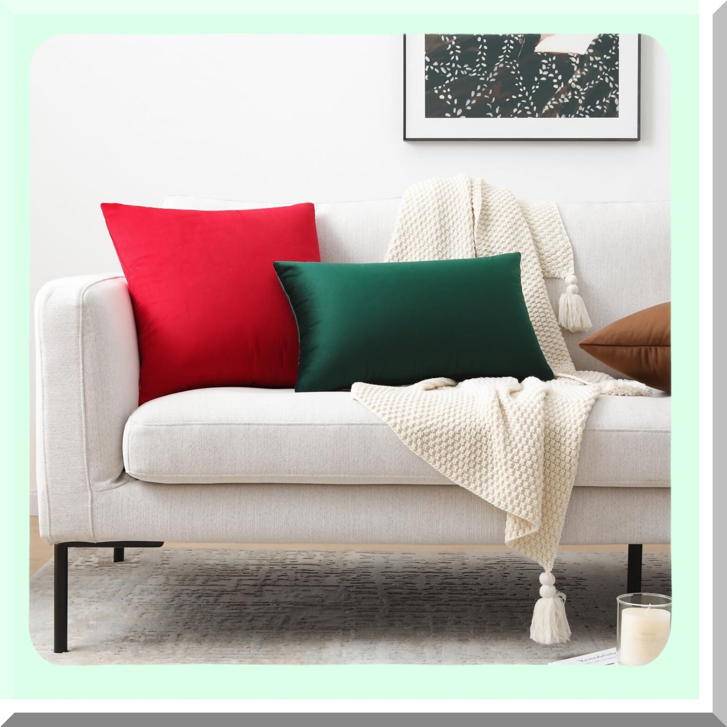 Velvet Red Square Pillow Covers - Set of 2 Cozy Decorative Throw Cushion Cases for Couch and Bed, 18x18 Inches - Soft Home Decor Accent