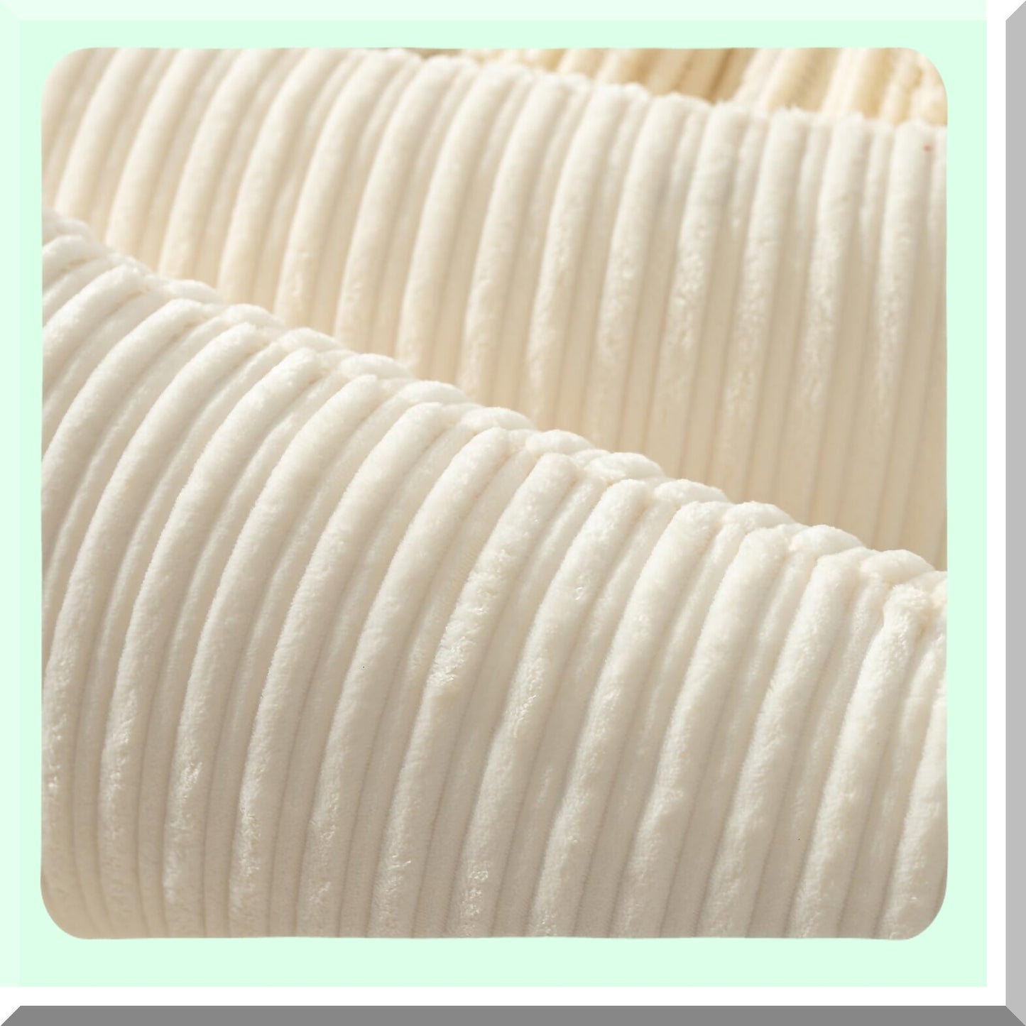 Soft Corduroy Creamy White Pillow Covers - Set of 2 | Decorative Square Cushion Covers for Sofa, Couch, Bed, Chair | 16x16 Inch Home Decor