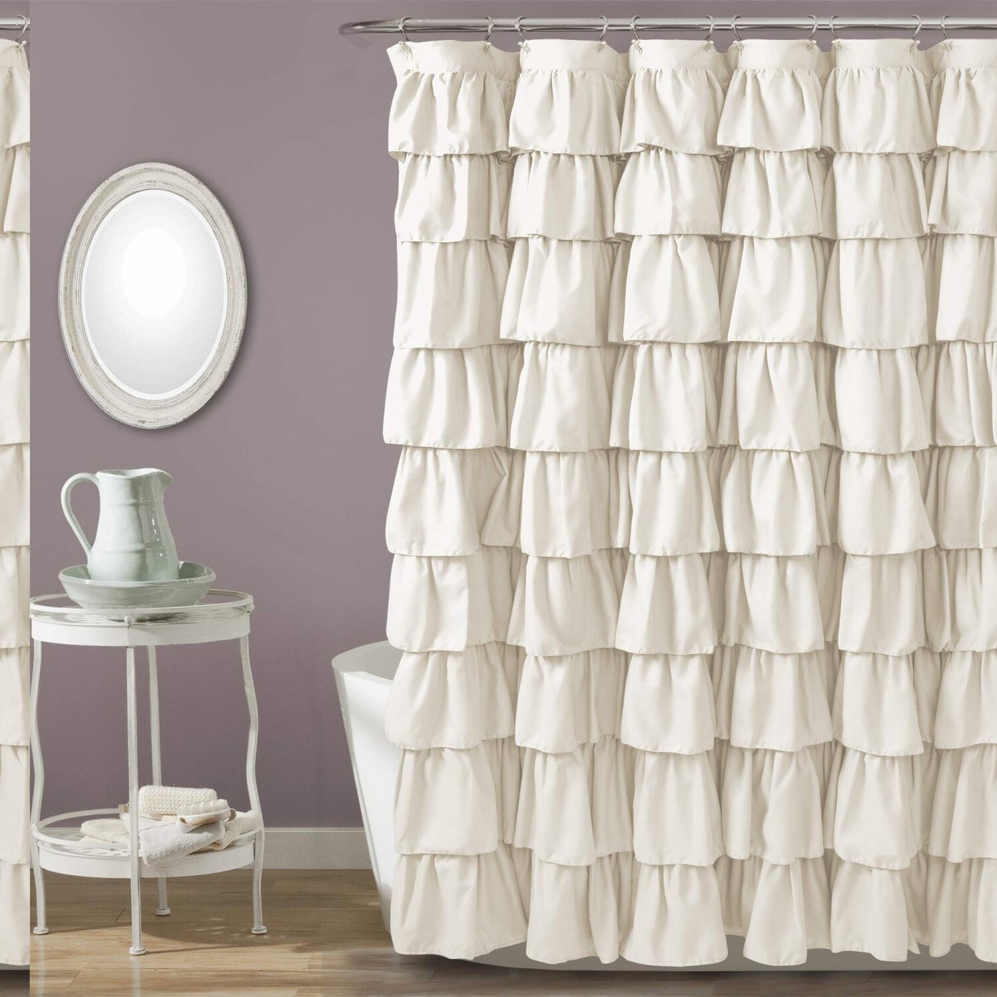 Ruffle Shower Curtain Ivory 72" x 72"