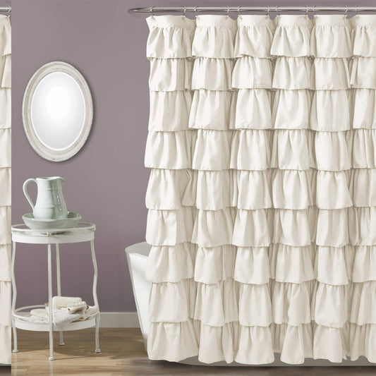Ruffle Shower Curtain Ivory 72" x 72"