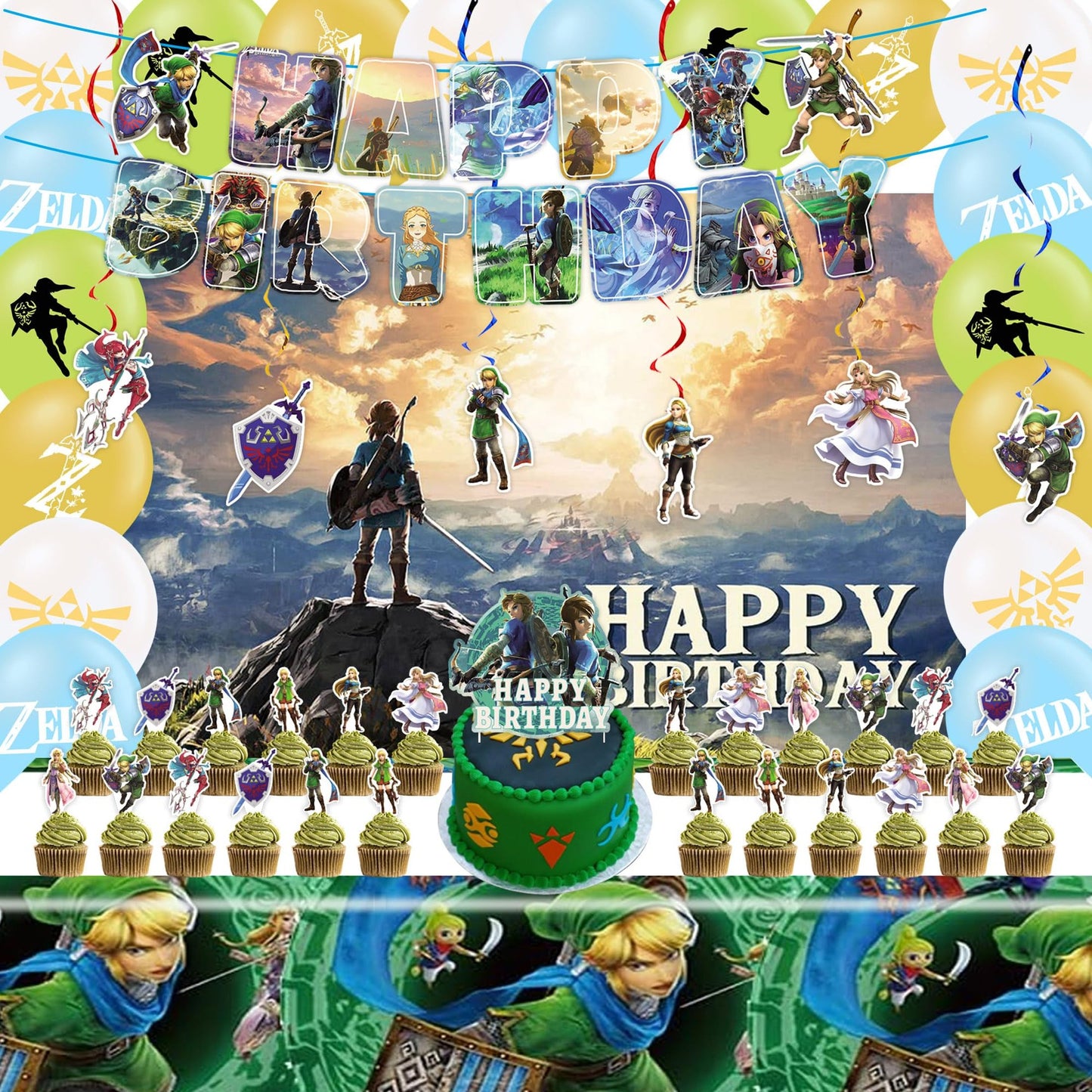 Epic Celebration Kit: Banner, Swirls, Tablecloth, Backdrop, Balloons, Toppers, Favors - Everything You Need for a Legendary Birthday Party!