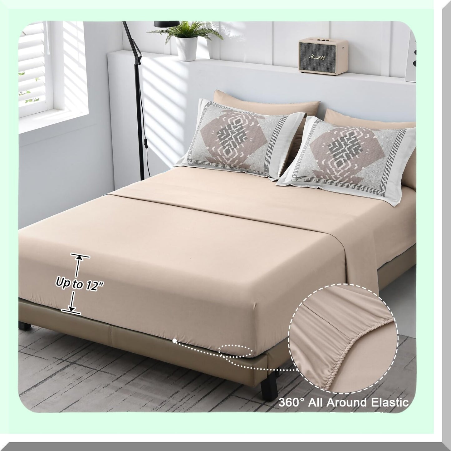 Taupe Boho Bliss 7-Piece Comforter Set - Soft Lightweight Microfiber Bedding with Comforters, Sheets, Pillowcases, Shams - Queen Size 90"x103"