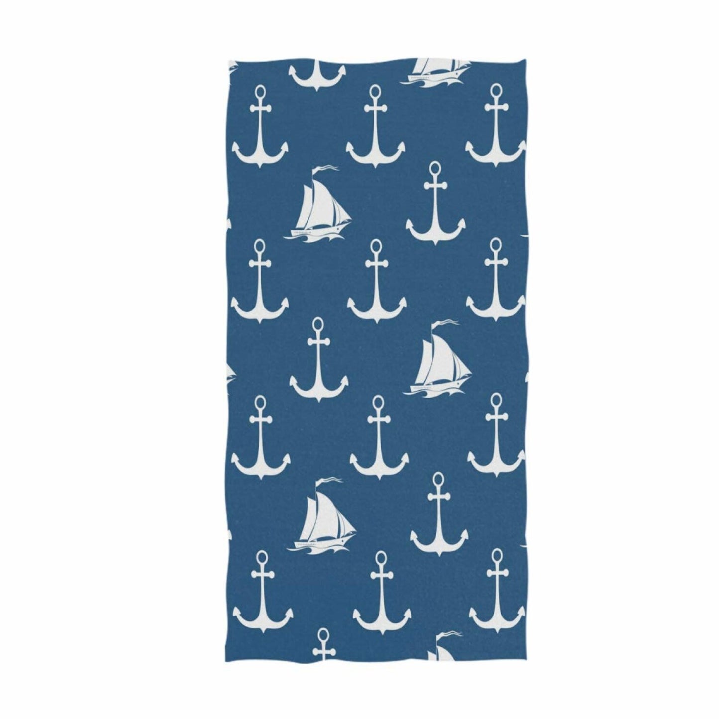Navy Blue Sailboat Pattern Hand Towels 16"x30"