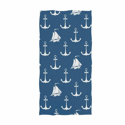 Navy Blue Sailboat Pattern Hand Towels 16"x30"