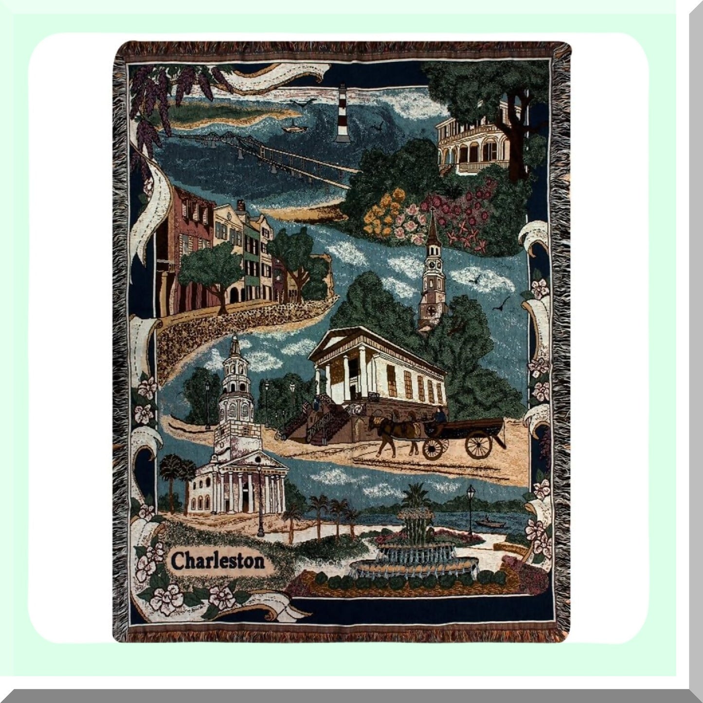 Heritage Weave Charleston Tapestry Throw - 68-Inch Home Decor Blanket