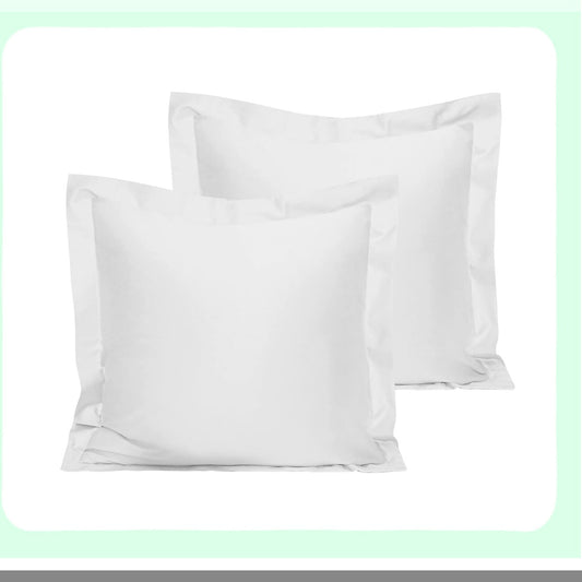 Luxury Cotton Euro Pillow Sham Covers - Set of 2, 26x26 Inch Cushion Cover, 1000 Thread Count White Solid - European Sized Bedding Accessories