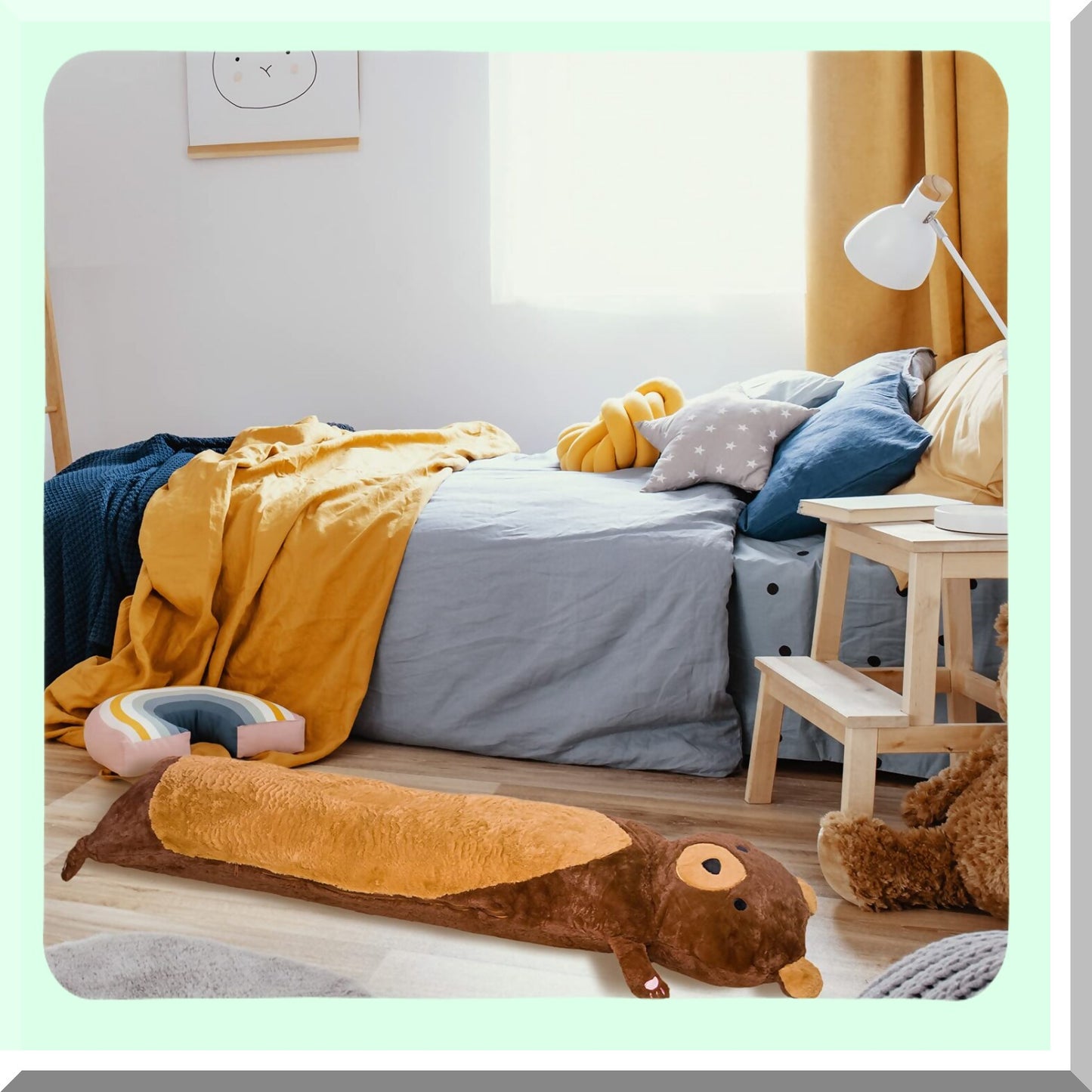 CozyCuddle Teddy Bear Body Pillow Cover - Soft Brown Animal Novelty Pillowcase for Kids and Adults - Funziez! Plush Pillow Protector