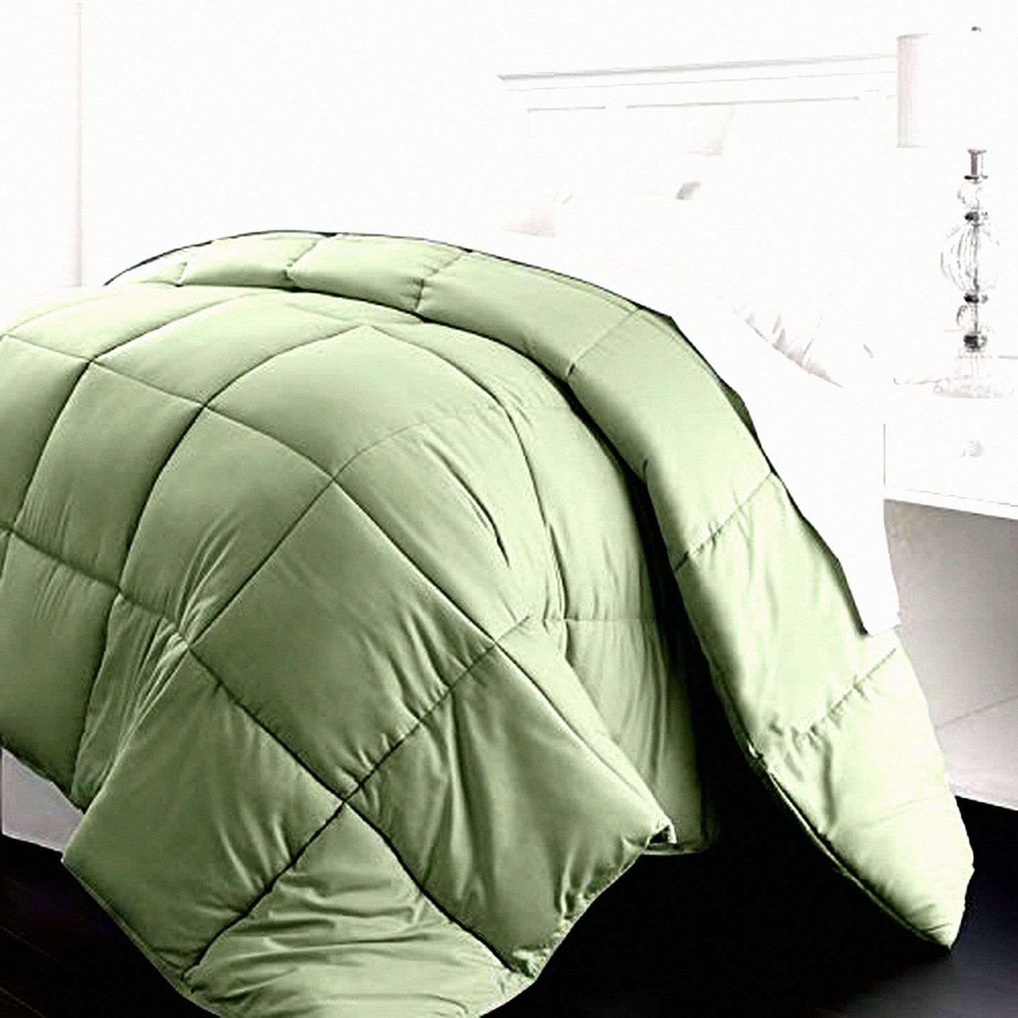 Luxury Lightweight Sage Comforter - Full/Queen Size - Premium Goose Down Alternative - Soft & Cozy Bedding - 1200 Series Quality - All Season Comfort
