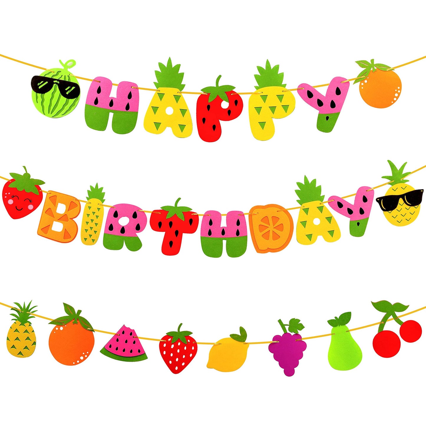 Fruit Fiesta Birthday Banner & Garland Set - Vibrant Felt Decorations for Summer Birthday Parties, Baby Showers & Fruit-Themed Celebrations