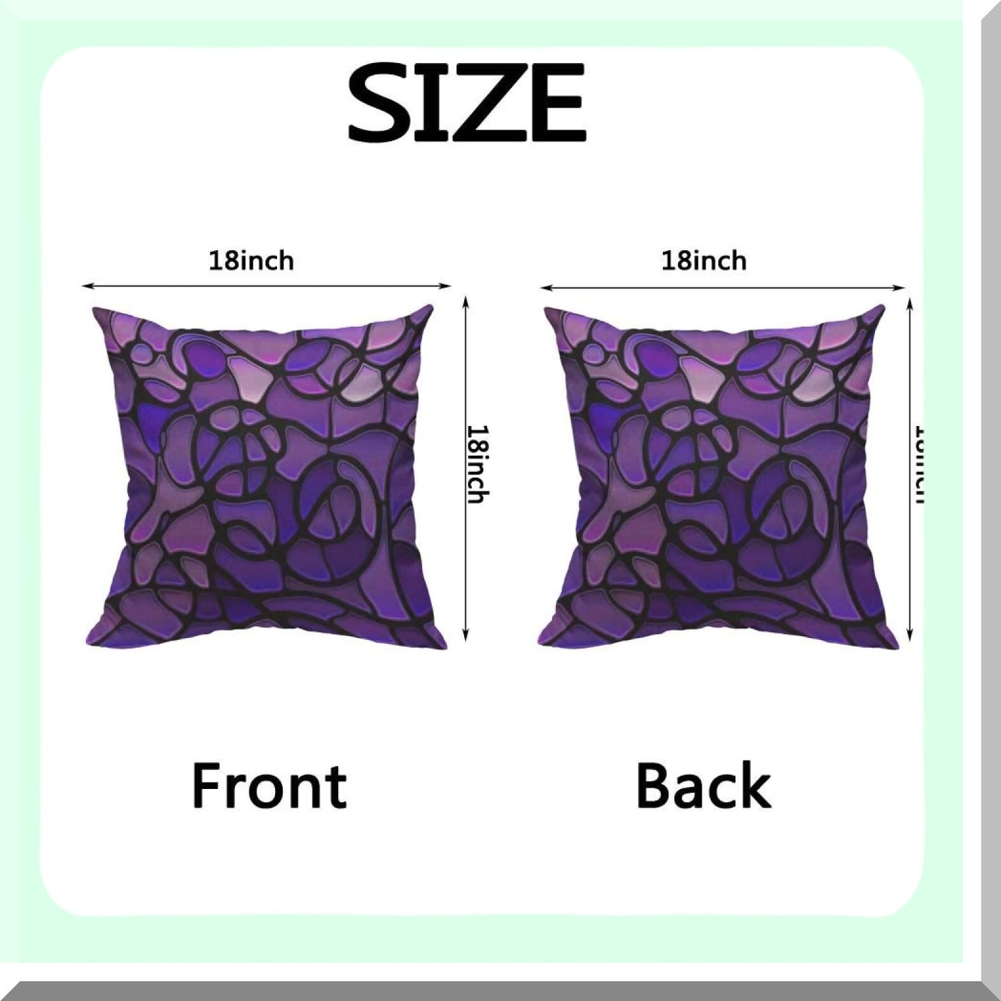 Purple Abstract Mosaic Cotton Linen Throw Pillow - Stained Cushion Cover for Home Sofa Decor - 20 x 20 Inch