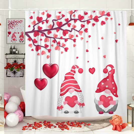 Valentines Day Shower Curtain Red Pink Hearts 72x72