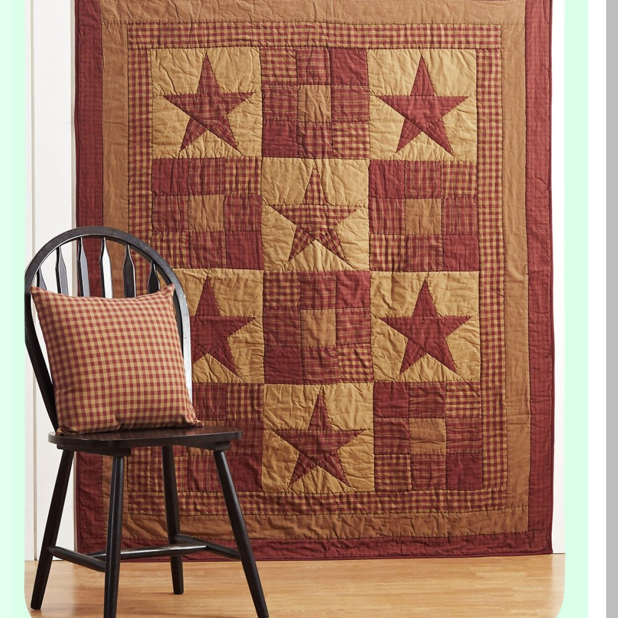 RusticStar Patchwork Cotton Throw Blanket - 60"x50" Pre-Washed Red Rectangle Decor with Rod Pocket