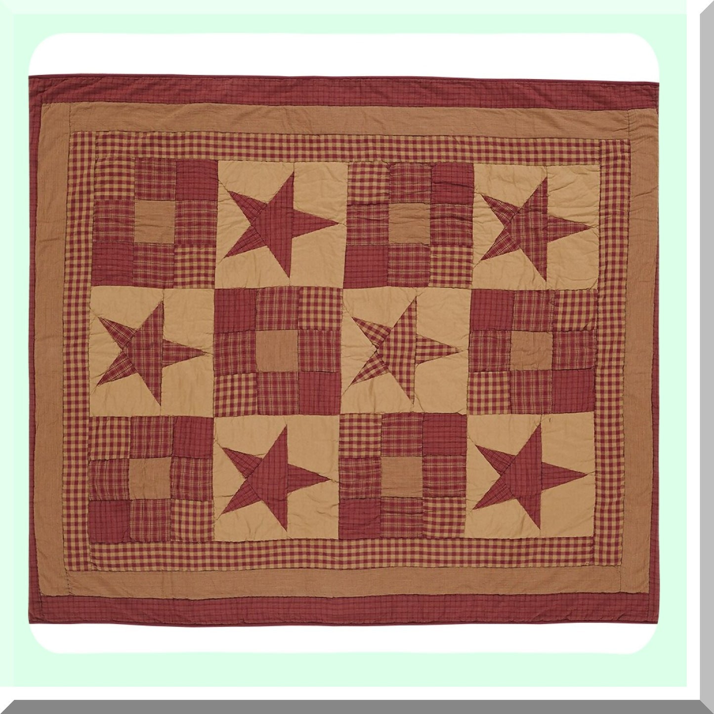 RusticStar Patchwork Cotton Throw Blanket - 60"x50" Pre-Washed Red Rectangle Decor with Rod Pocket