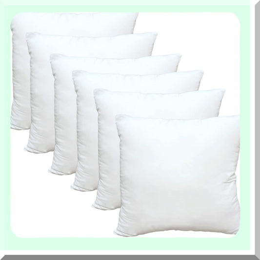 PlushComfort 18x18 Luxury Pillow Inserts - Set of 6 | Hypoallergenic Ultra Soft White Polyester Microfiber | Durable Couch Cushion Fillers | Premium Quality