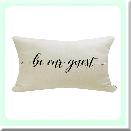 Rustic Guest Quote Lumbar Pillow - Farmhouse Decorative Cushion Cover for Guest Room - 12" x 20" Saying Farmhouse Pillow Cover