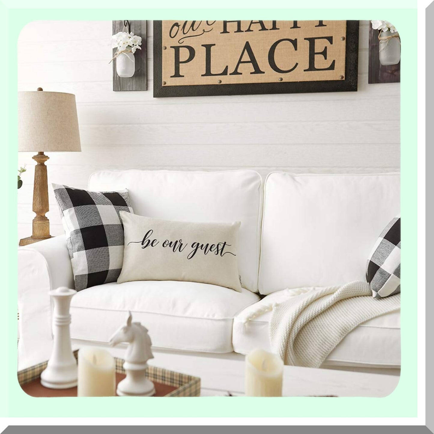 Rustic Guest Quote Lumbar Pillow - Farmhouse Decorative Cushion Cover for Guest Room - 12" x 20" Saying Farmhouse Pillow Cover